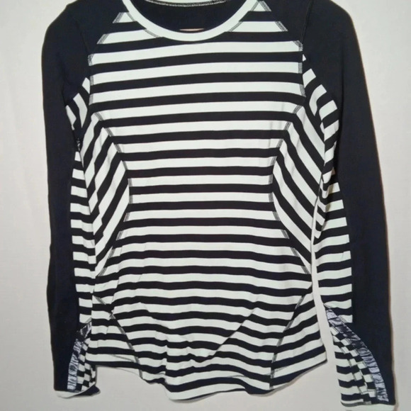 Lululemon Run reflective long sleeve top mint black stripes size 6 women - Picture 4 of 8